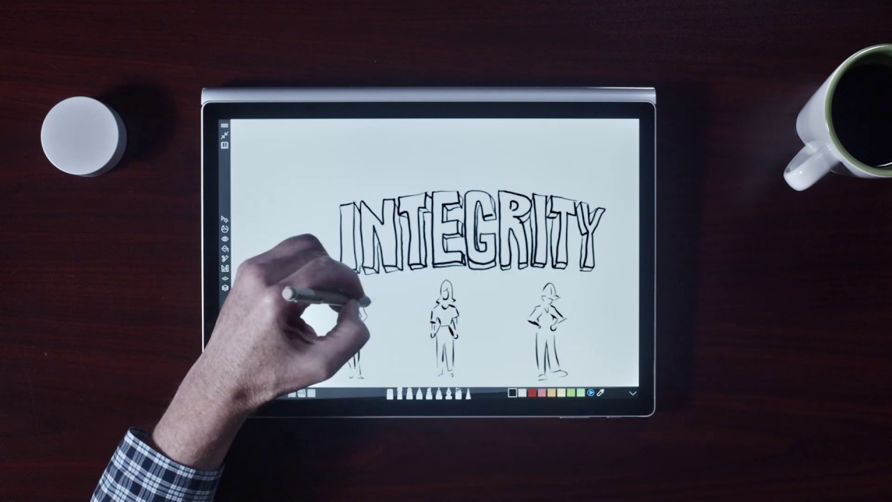 Published thumbnail showing Integrity illustrated on a drawing tablet